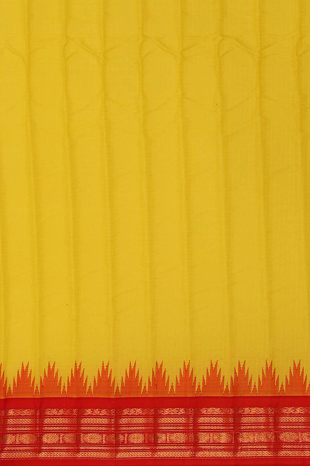 Gadwal Silk Cotton Yellow Saree