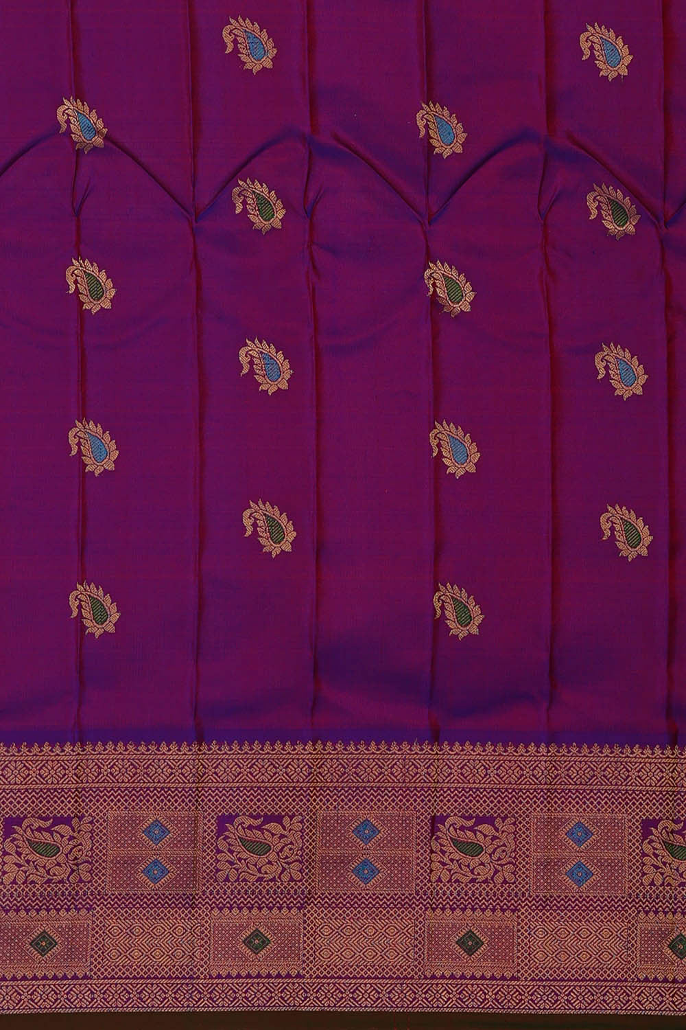 Gadwal Silk Golden Green Saree