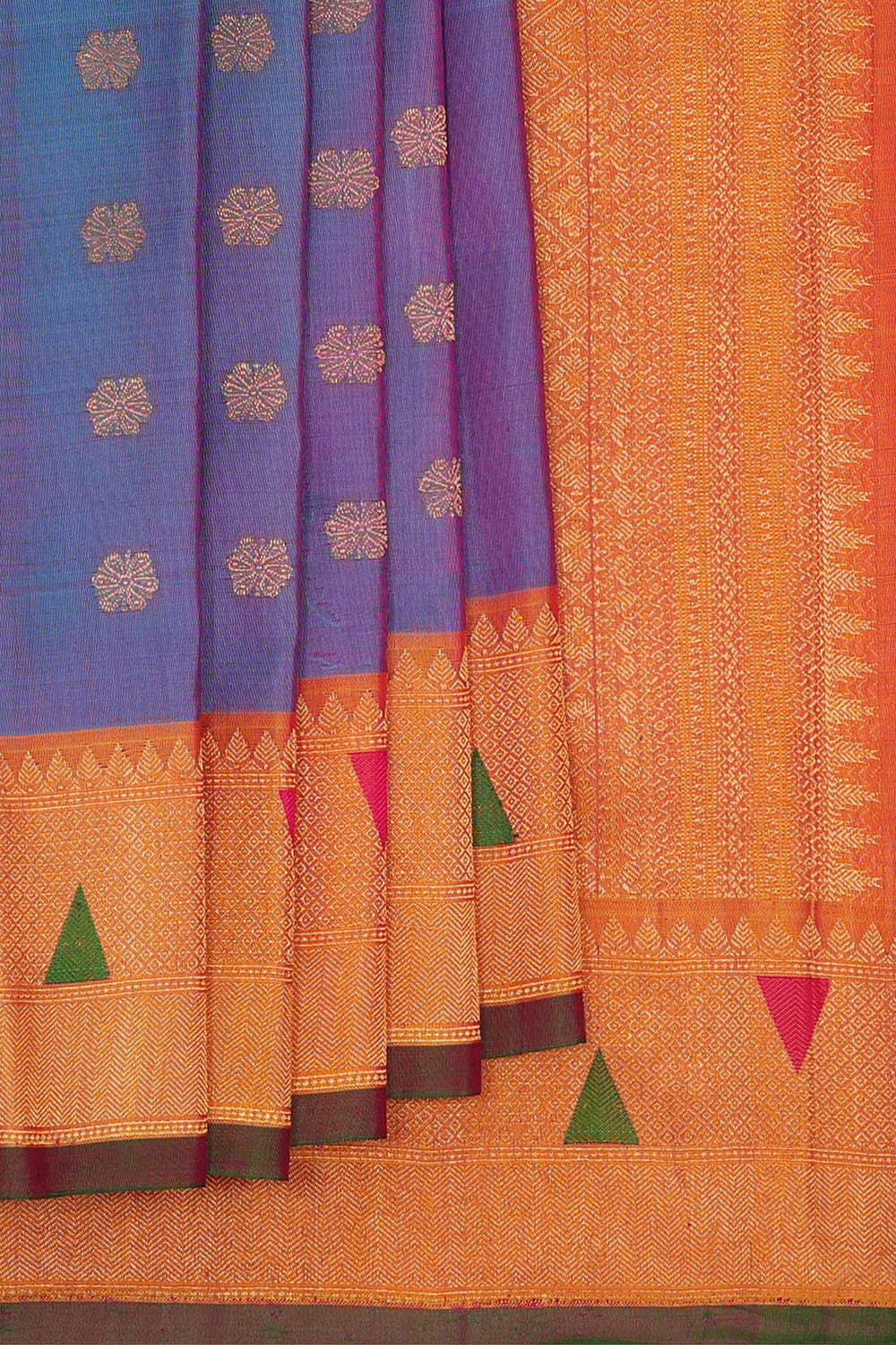Gadwal Silk Blue-Magenta Saree