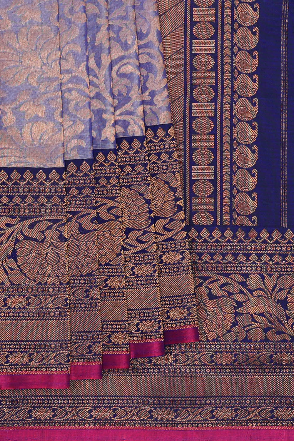 Gadwal Silk Greyish Blue Saree