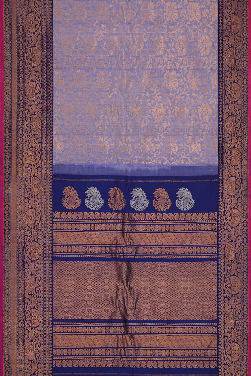 Gadwal Silk Greyish Blue Saree