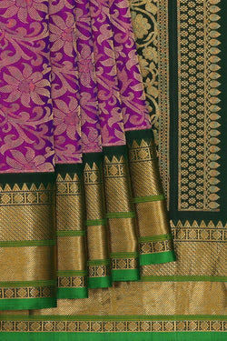 Image of Gadwal Silk Magenta Purple Saree