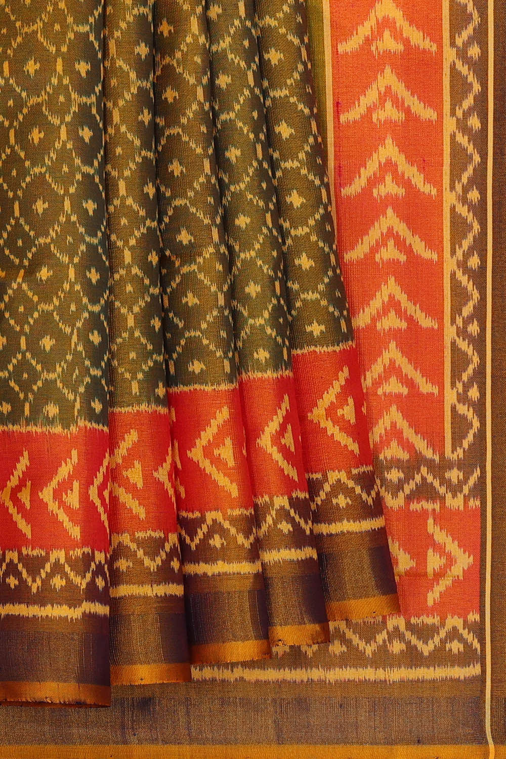 Rajkot Patola Mehndi Green Saree