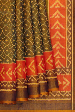 Image of Rajkot Patola Mehndi Green Saree