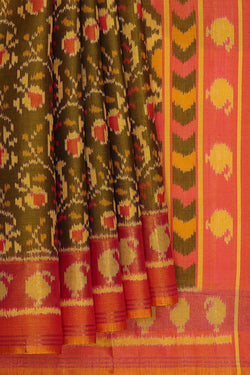 Image of Rajkot Patola Mehndi Green Saree
