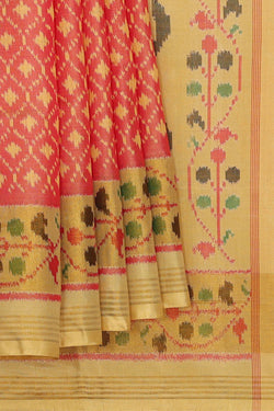 Image of Rajkot Patola Peach Pink Saree