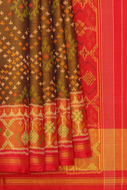 Image of Rajkot Patola Mehndi Green Saree