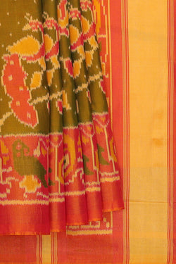 Image of Rajkot Patola Golden Green Saree