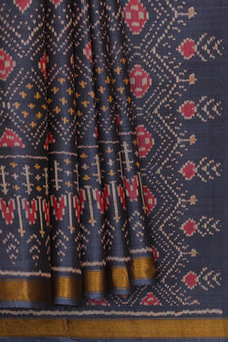 Image of Rajkot Patola Dark Grey Saree