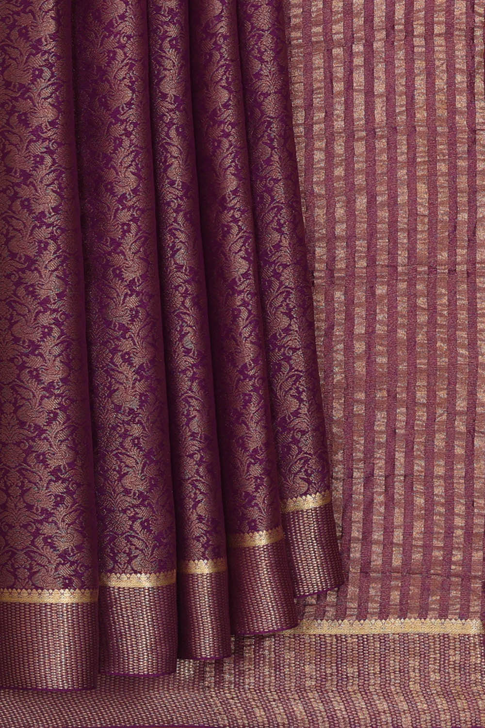Image of Crepe Violet Saree