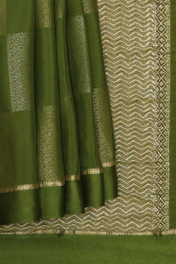Image of Crepe Leaf Green Saree