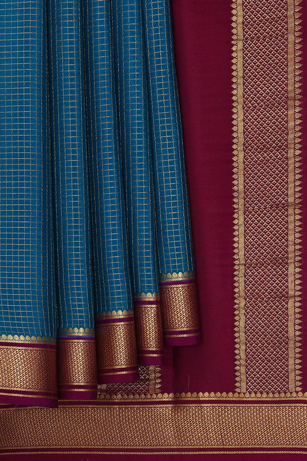 Binny Crepe Peacock Blue Saree