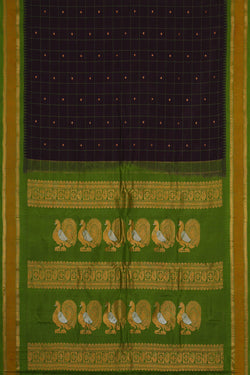 Image of Gadwal Silk Dark Violet Saree