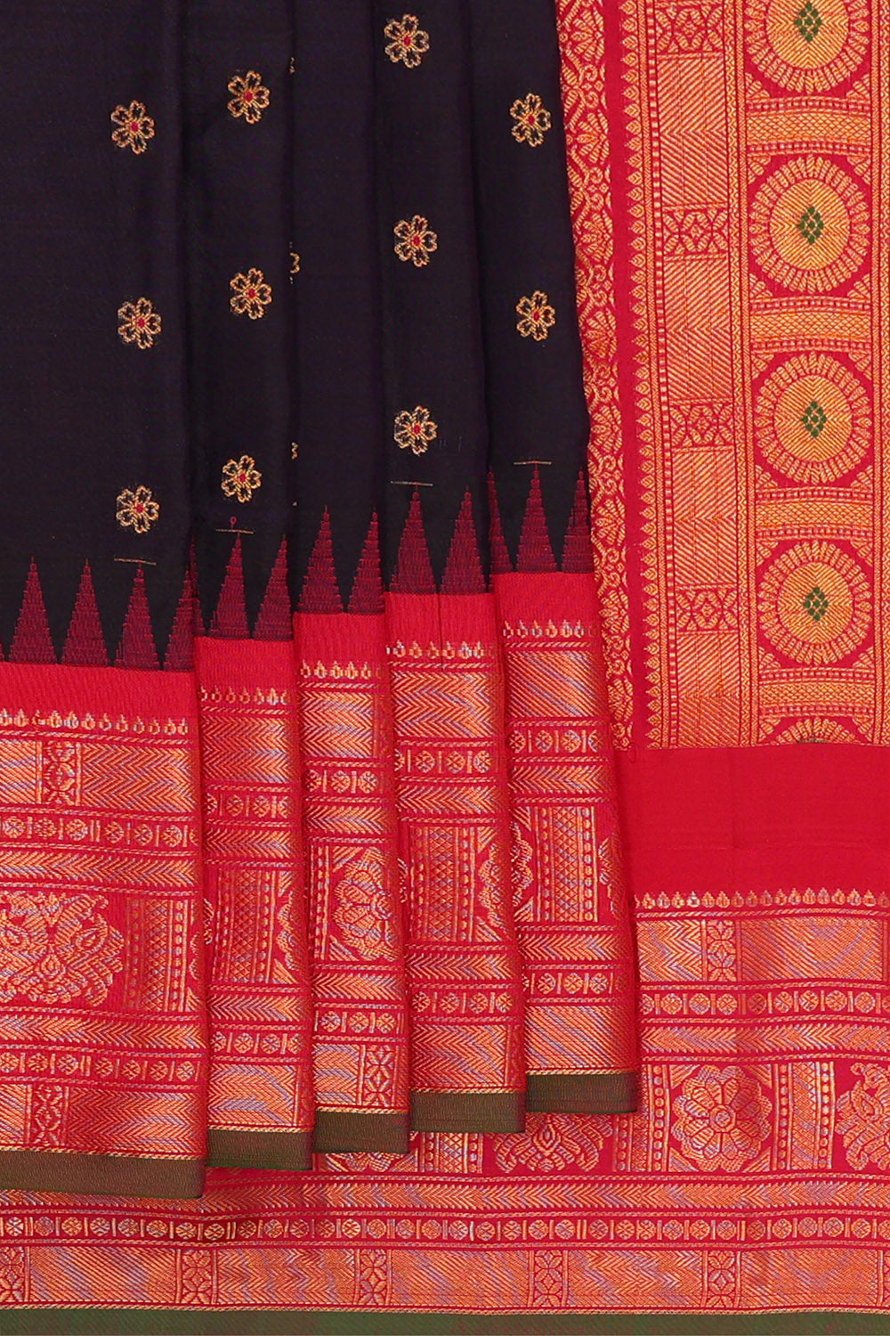 Gadwal Dark Violet Silk Saree