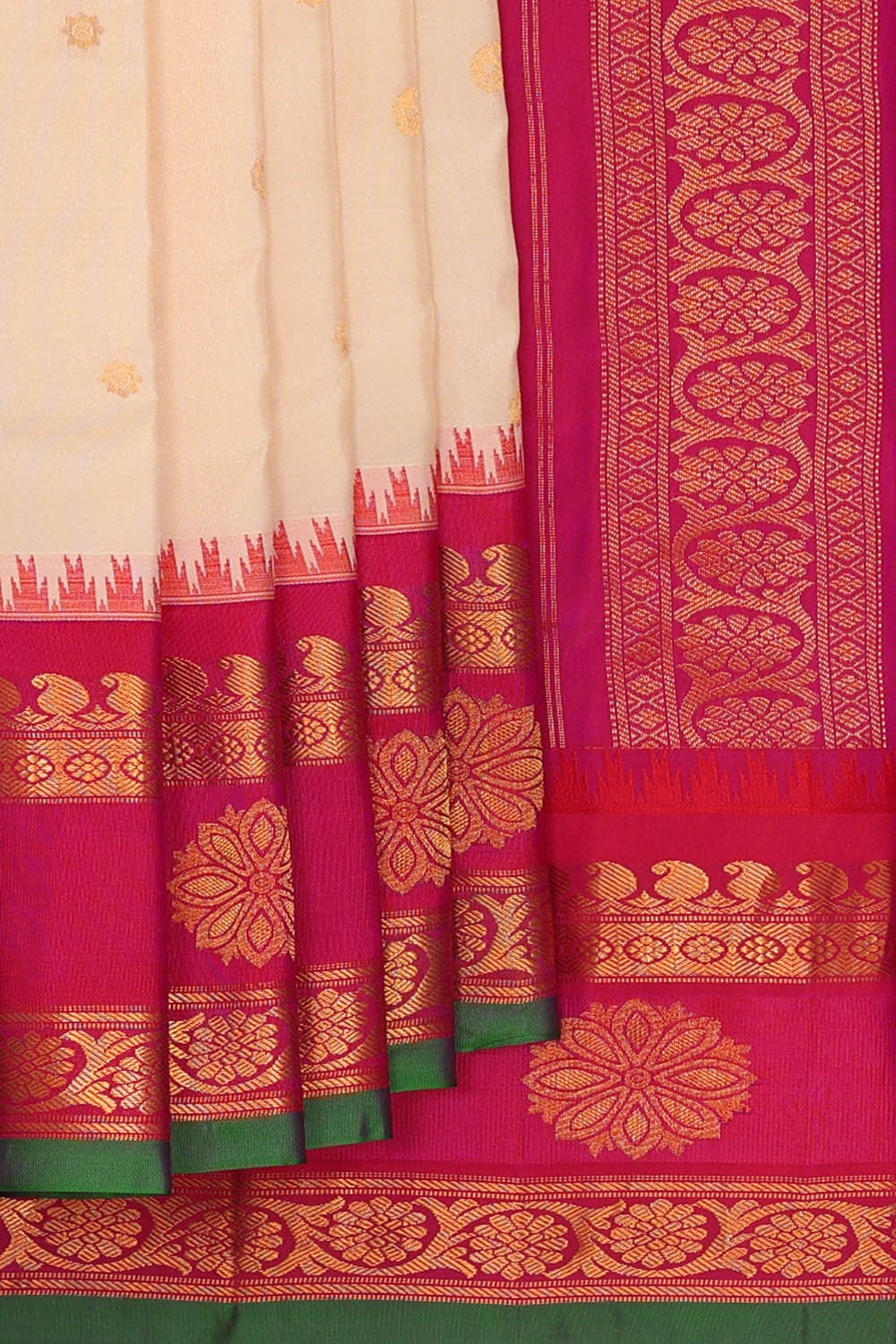 Gadwal Silk Cream Saree