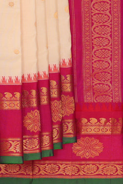 Image of Gadwal Silk Cream Saree