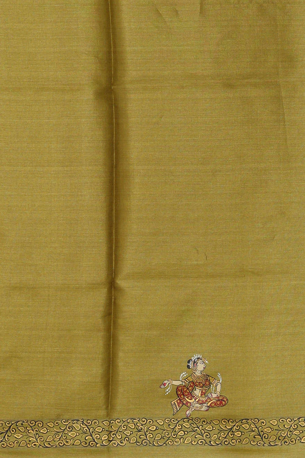 Patti Chitra Golden Green Saree