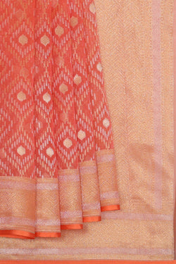 Image of Banarasi Kora Peach Saree