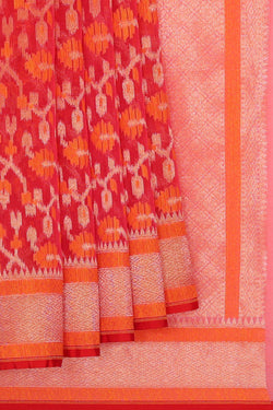 Image of Banarasi Kora Pinkish Red Saree