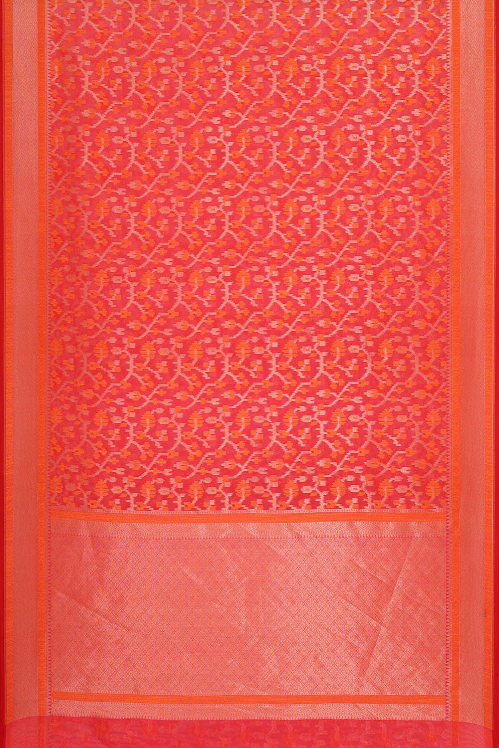 Banarasi Kora Pinkish Red Saree