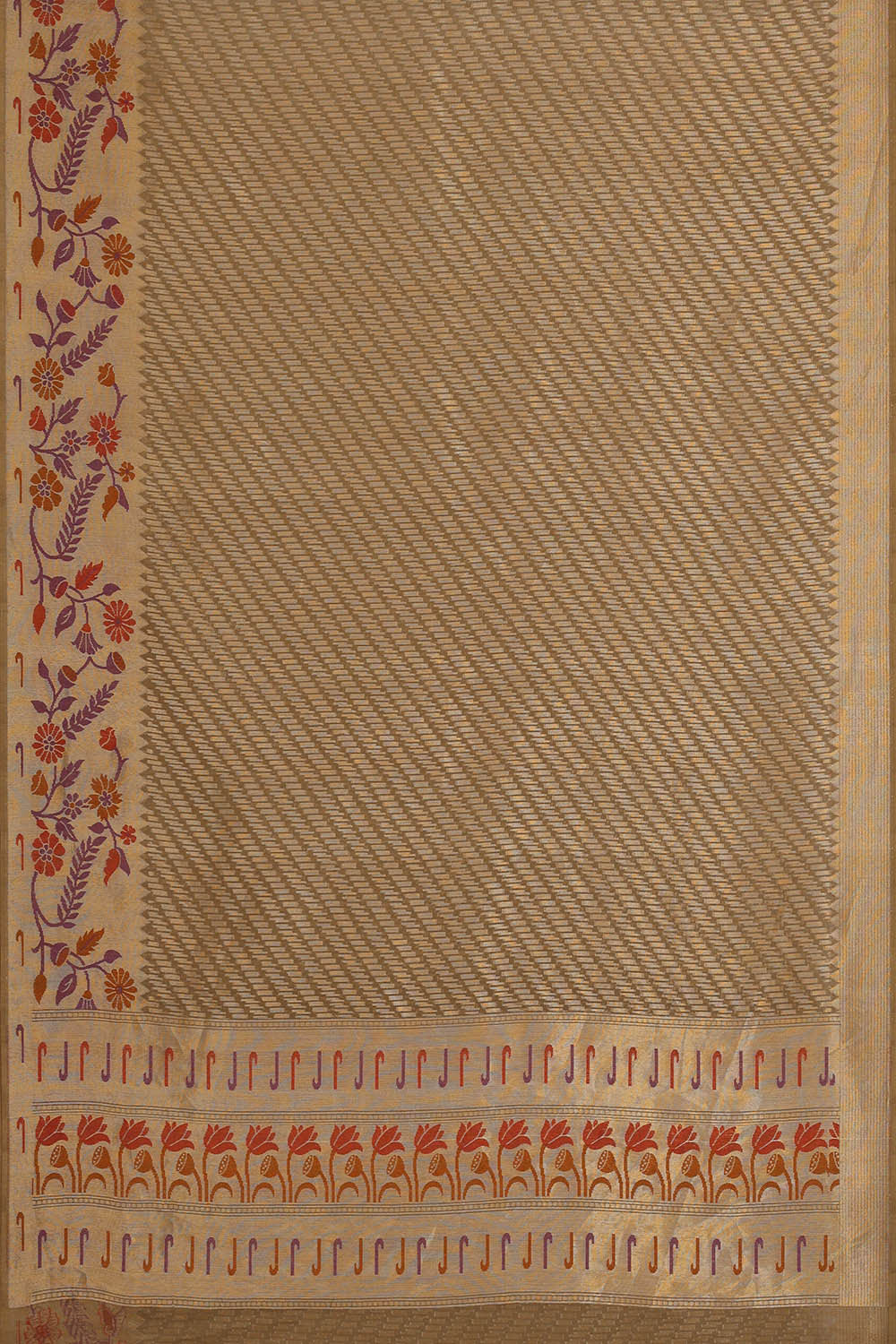 Banarasi Kora Brown Saree