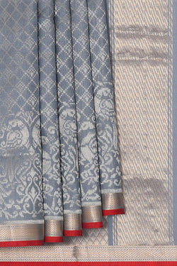 Image of Kanchipattu Grey Brocade Saree