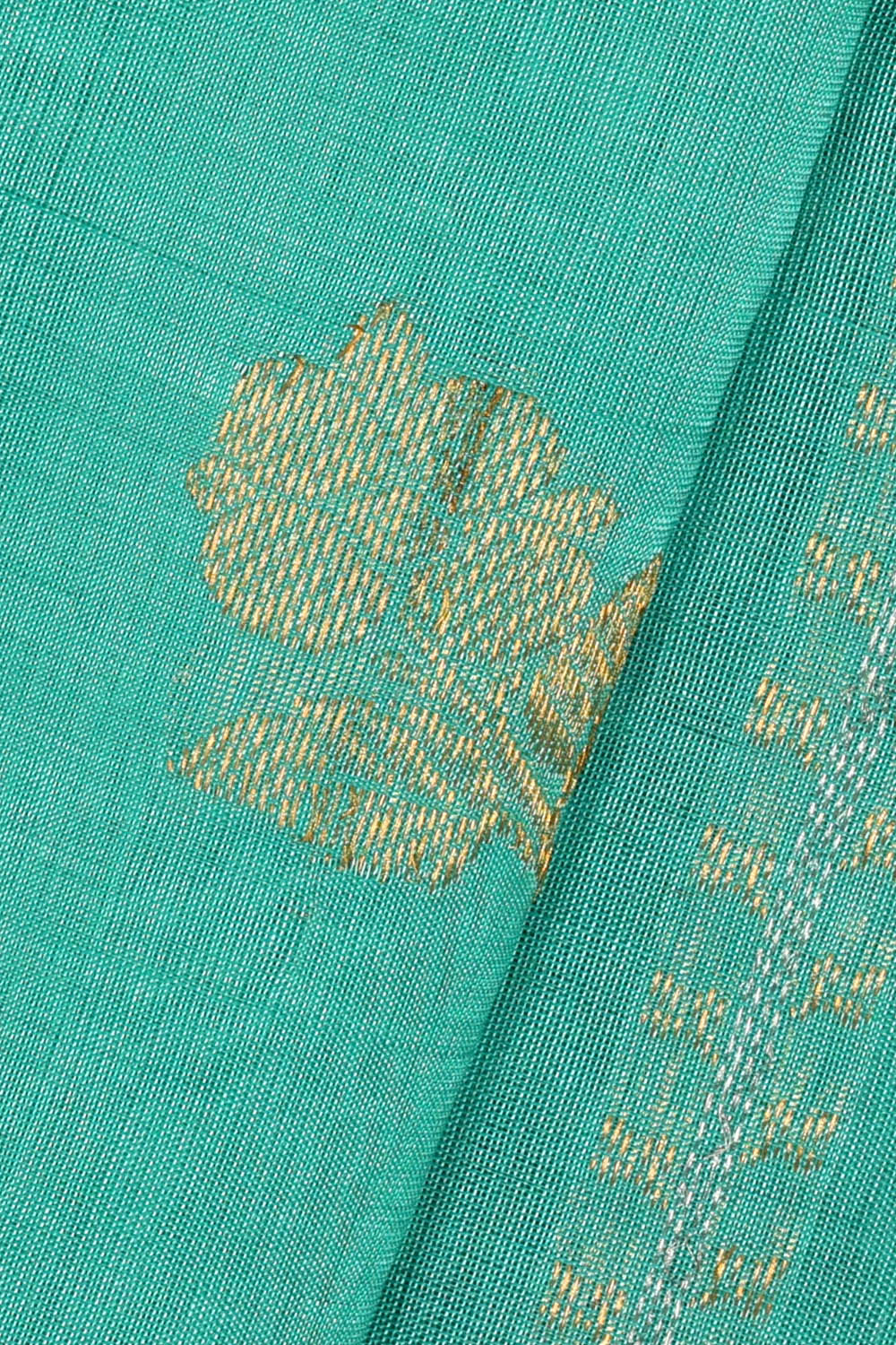 Image of Kuppadam Cotton Silk Sea Green Saree