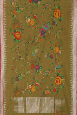 Image of Ponduru Mehndi Green Saree