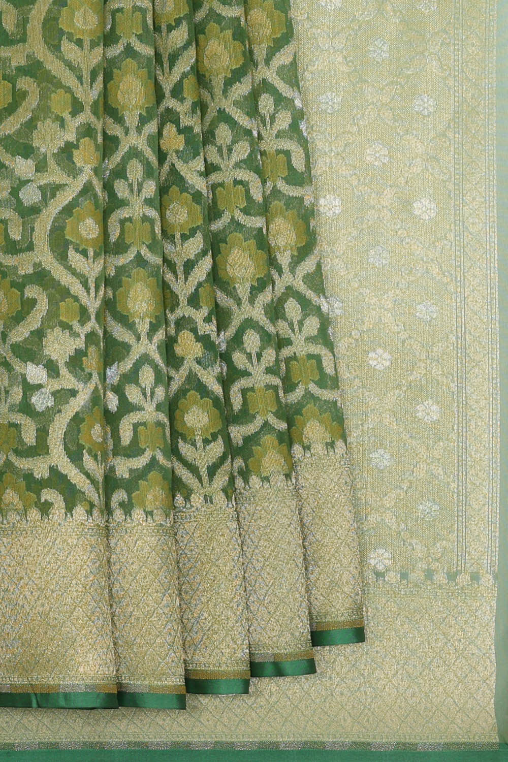 Image of Banarasi Kora Emerald Green Saree