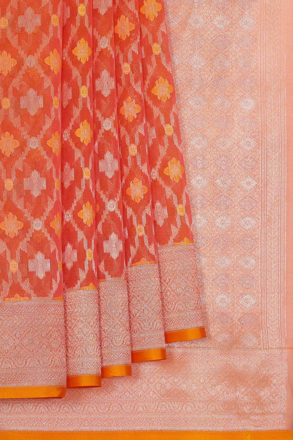 Image of Banarasi Kora Orange Saree