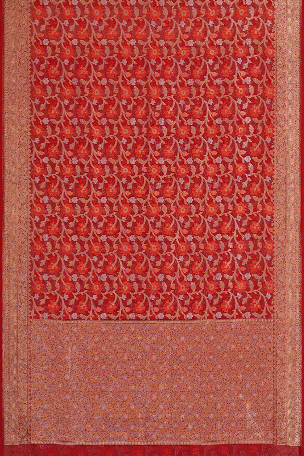 Image of Banarasi Kora Red Saree
