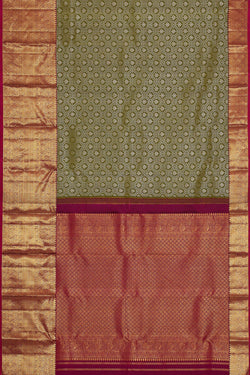 Image of Kanchipattu Golden Green Brocade Saree