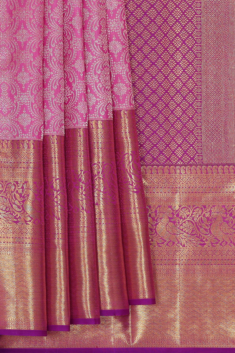 Kanchipattu Lavender Pink Brocade Saree