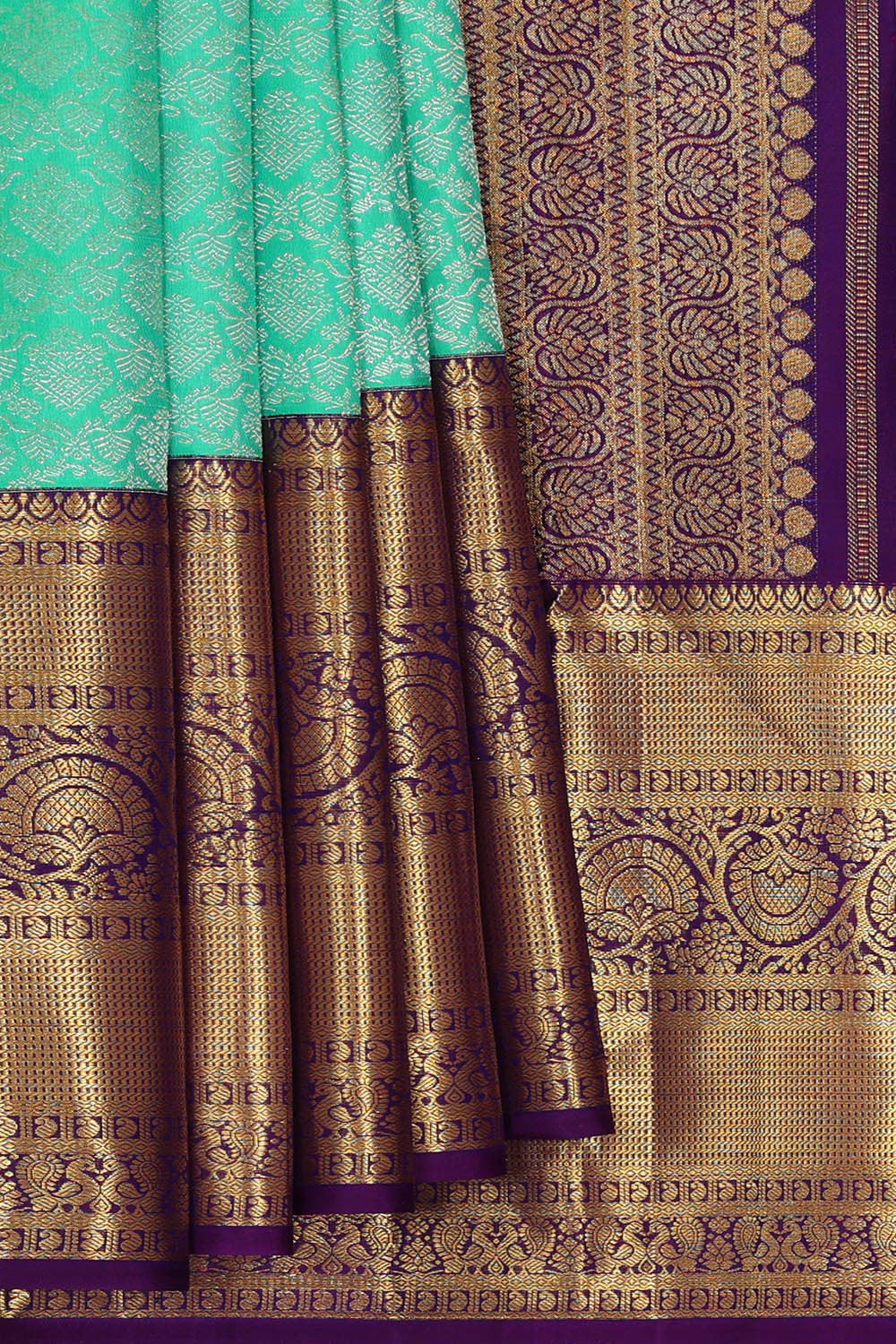 Image of Kanchipattu Sea Green Brocade Saree