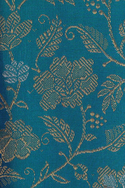Image of Kanchipattu Teal Blue Brocade Saree
