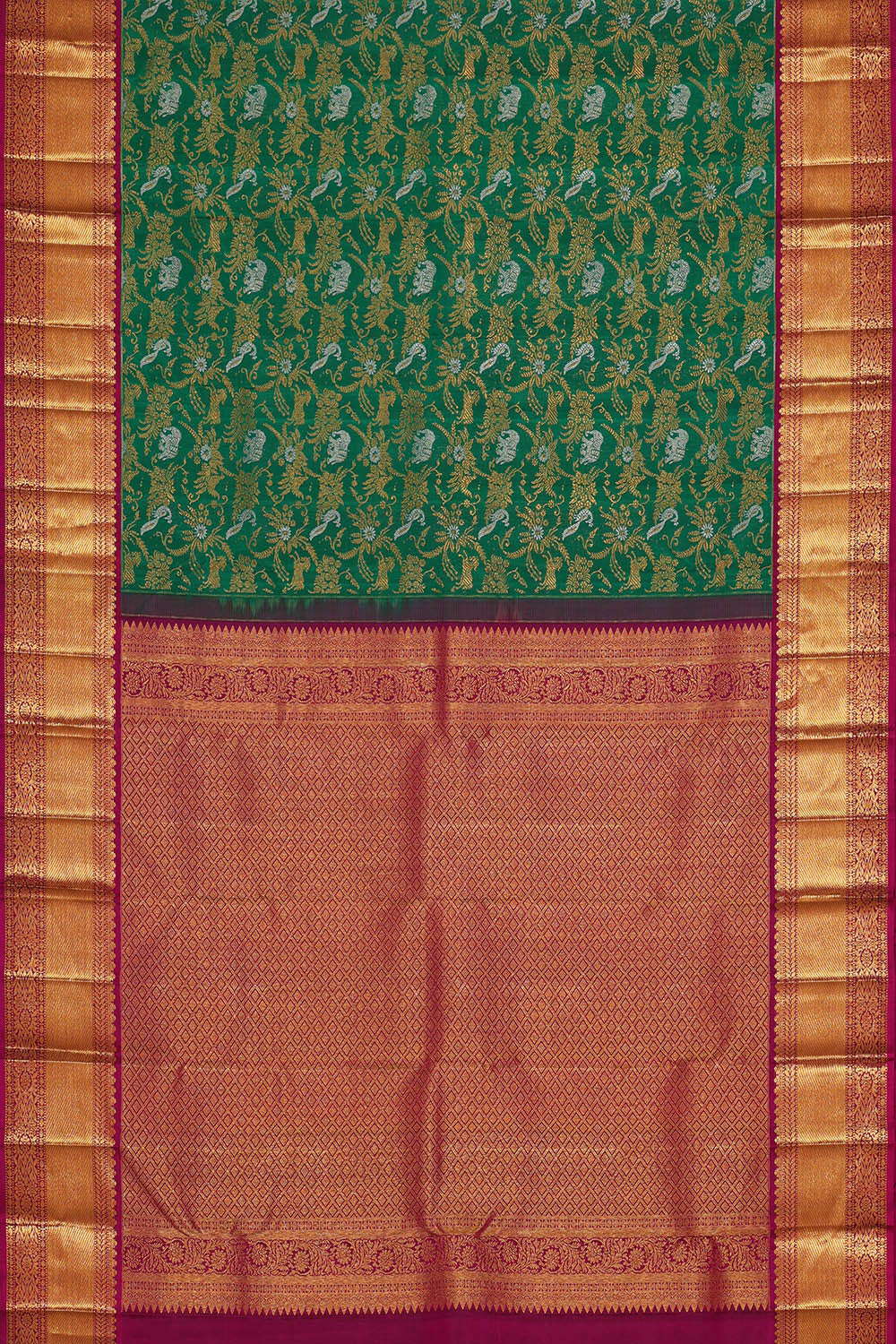 Image of Kanchipattu Teal Green Brocade Saree