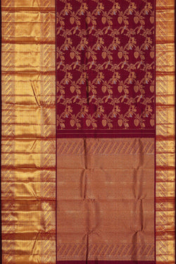 Image of Kanchipattu Wine Red Brocade Saree