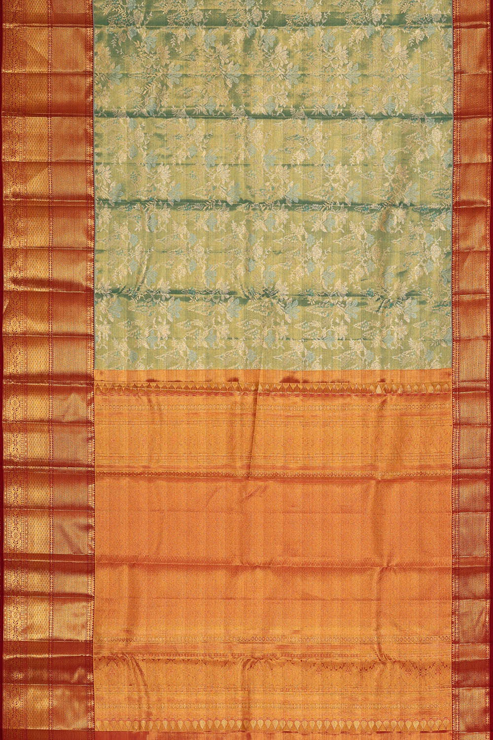 Kanchipattu Sea Blue Tissue Brocade Saree