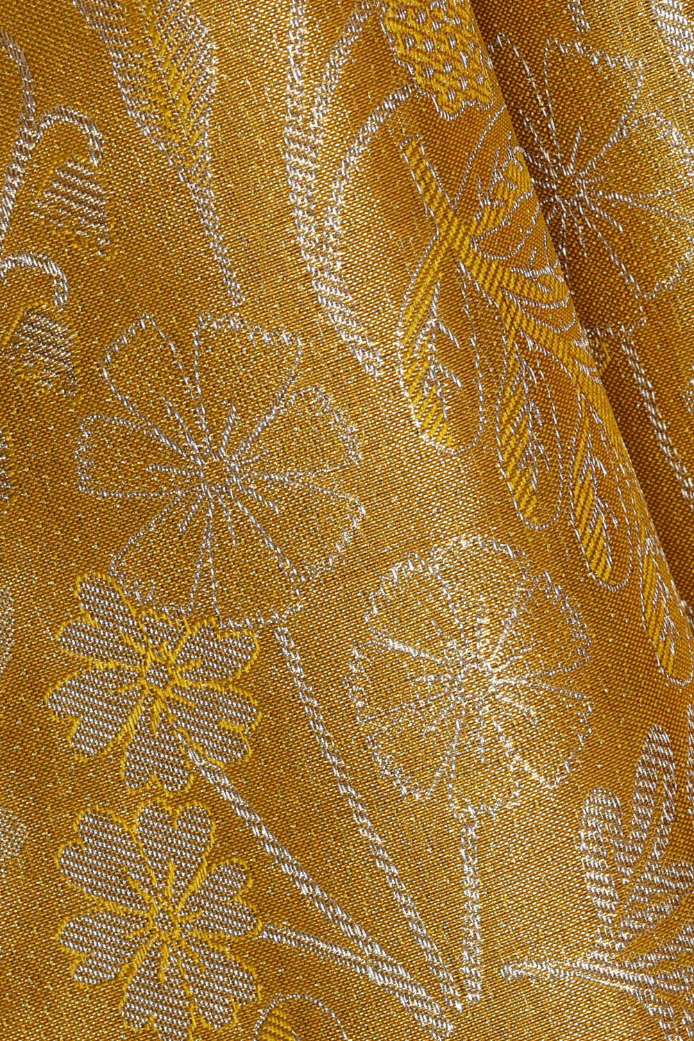 Kanchipattu Golden Yellow Tissue Brocade Saree