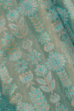 Image of Kanchipattu Sky Blue Tissue Brocade Saree