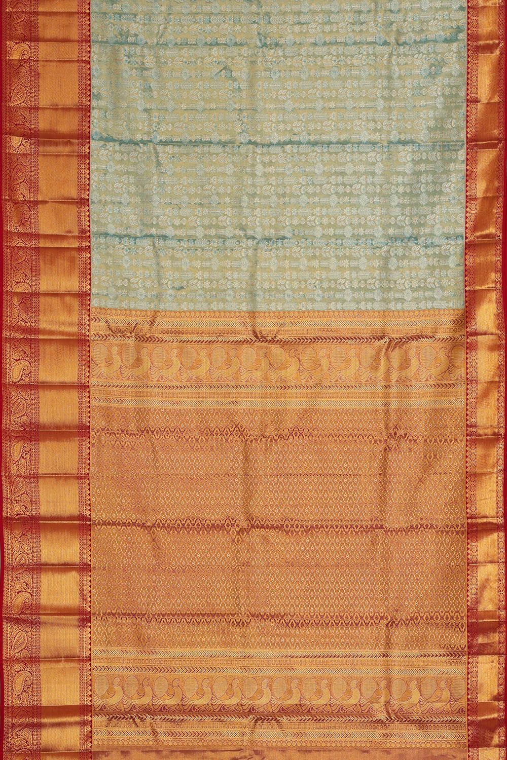 Kanchipattu Sky Blue Tissue Brocade Saree
