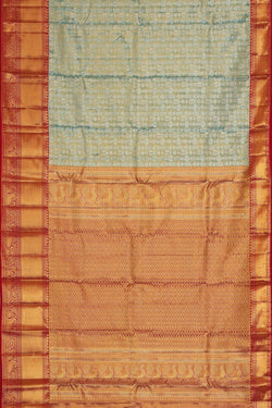 Image of Kanchipattu Sky Blue Tissue Brocade Saree