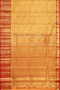 Image of Kanchipattu Golden Yellow Tissue Brocade Saree