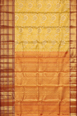 Image of Kanchipattu Golden Yellow Tissue Brocade Saree