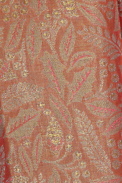 Image of Kanchipattu Peach Pink Tissue Brocade Saree