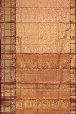 Image of Kanchipattu Peach Pink Tissue Brocade Saree