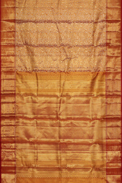 Image of Kanchipattu Golden Red Tissue Brocade Saree