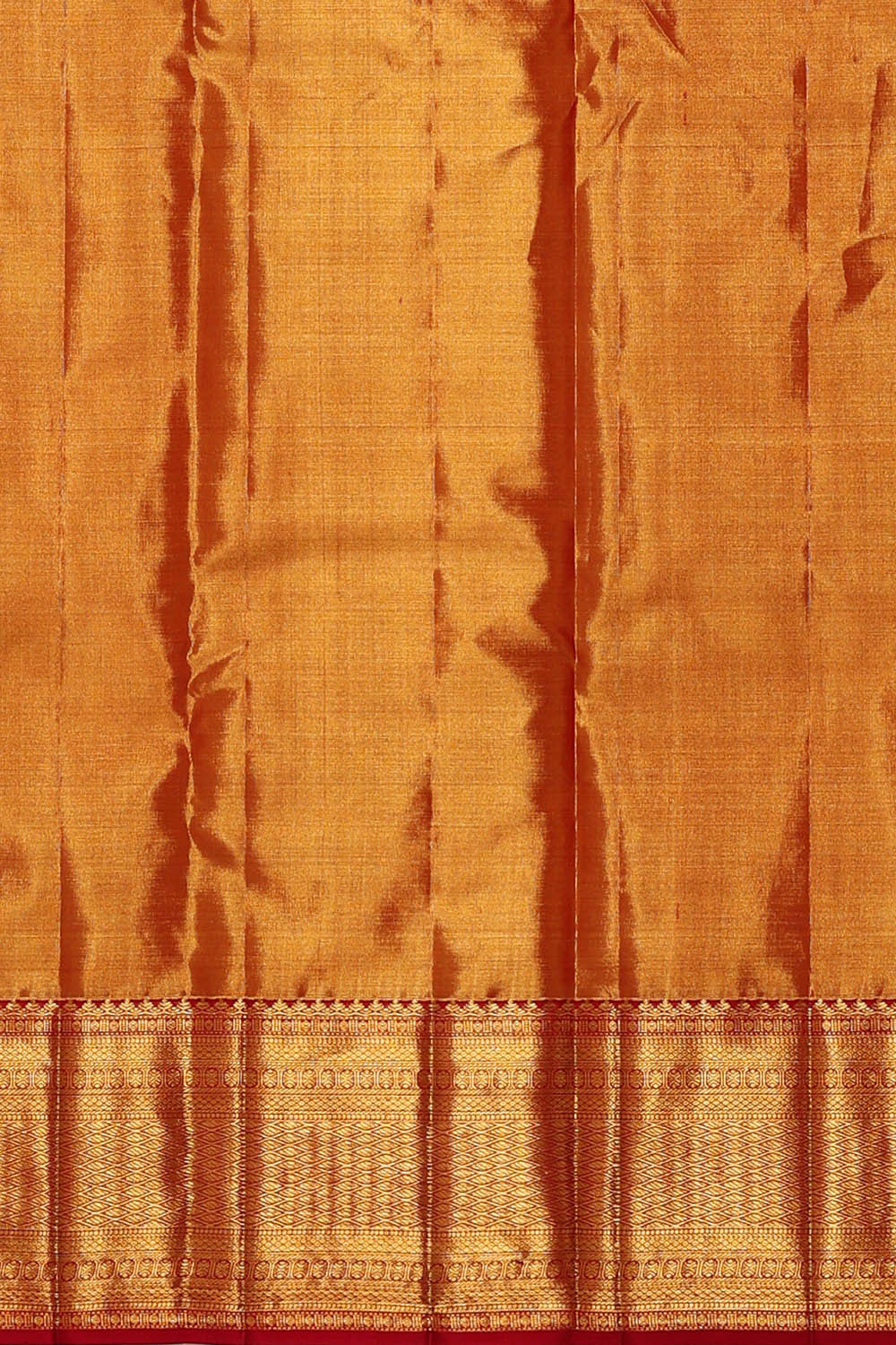 Image of Kanchipattu Golden Red Tissue Brocade Saree