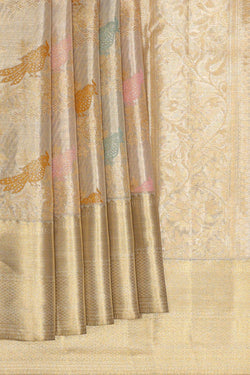 Image of Kanchipattu Golden Silver Tissue Brocade Saree