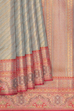 Image of Kanchipattu Grey Brocade Saree
